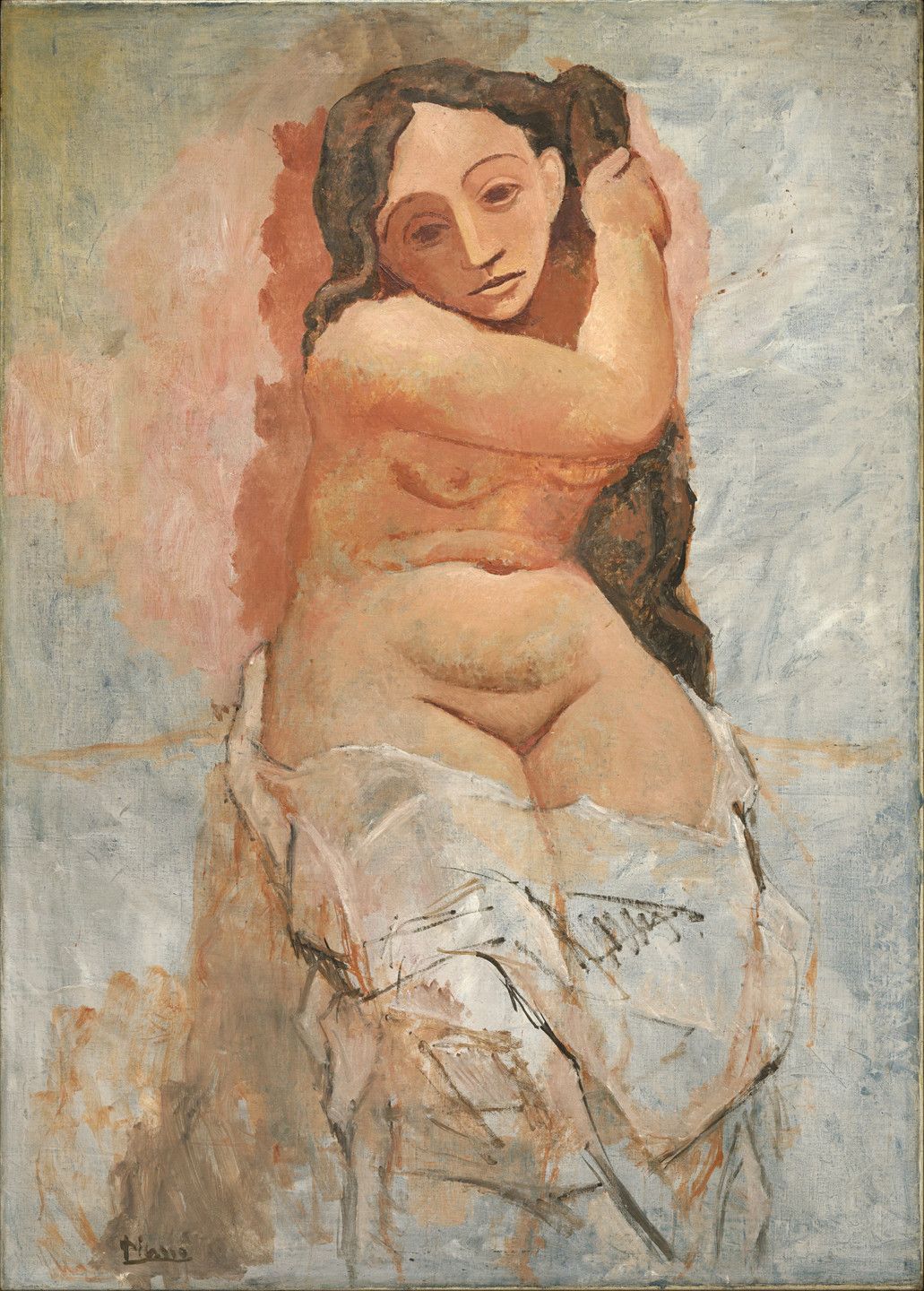 Woman Plaiting Her Hair